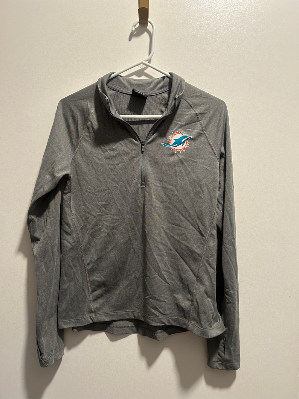 Nike Dri-fit Miami Dolphins Gray Quarter-Zip Pullover